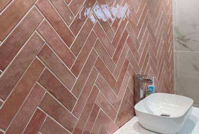 Paris Rose brick wall tiles in a contemporary setting 