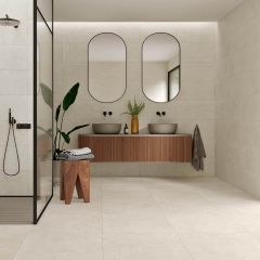 Ariana_natural_matt_bathroom_wall_and_floor_tiles_with_twin_sink