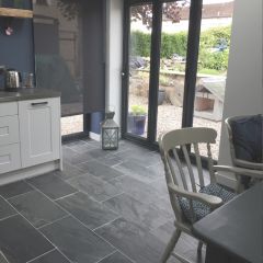 Natural Charcoal Grey slate 600x300 - Customer Project - country kitchen