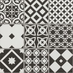 Latina Black Patterned Tiles - 9 tiles