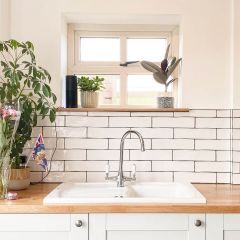 Lisbon white brick wall tiles_brickbond style in a country style kitchen