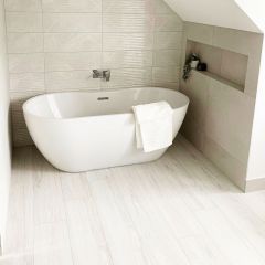 Malmo pearl wood effect floor tiles in a contemporary bathroom