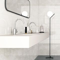 Maya White Wall Tile and decor in a contemporary bathroom
