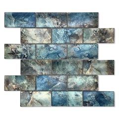 Midnight Jade Brick Mosaic Tiles