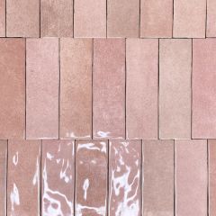 Monaco Rose Brick Wall Tiles 65x200mm - Linear brickbond