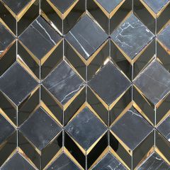 Mystique Black & Gold Diamond Mosaic - Full swatch