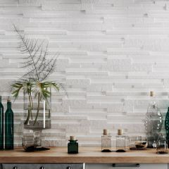 Sierra White Split Face Effect Wall Tiles 163x517mm - Lifestyle