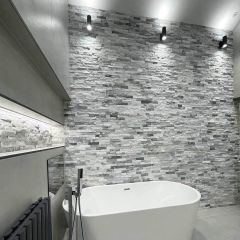 Sparkle ice grey split face in a luxury spa bathroom with free standing bath