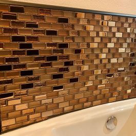 Luxe Copper Bronze Glass Mosaics, Copper Bathroom Tiles