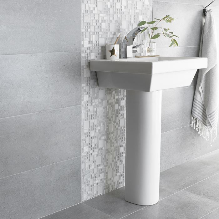 Soho Grey Porcelain Tiles in a bathroom setting 